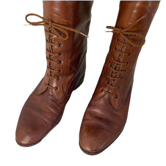 VTG Delman Tall Riding Boots Brown Italian All Leather Equestrian Horse Riding 8 - Picture 13 of 15